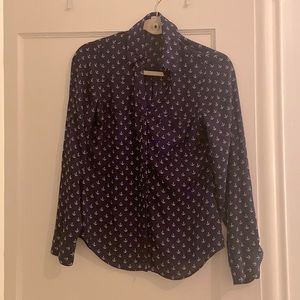 Navy blue blouse with anchor pattern